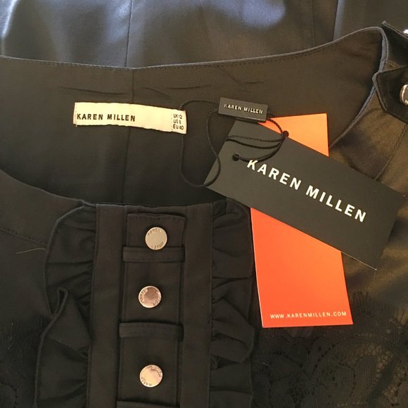 KAREN MILLEN  Black Lace Inset Cocktail Pencil Dress 𝐍𝐄𝐖 𝐖𝐈𝐓𝐇 𝐓𝐀𝐆𝐒! - Picture 13 of 16